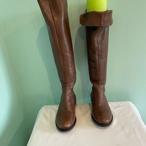 Women's Over-the-Knee Brown Leather Boots - Classic Tall Riding Style